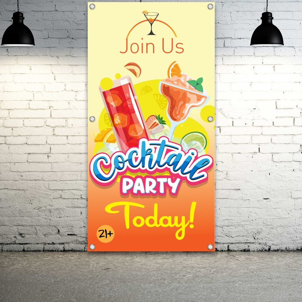 COCKTAIL PARTY Generic Vinyl Banner 4' Sign Join Us Today Invite Display Signage